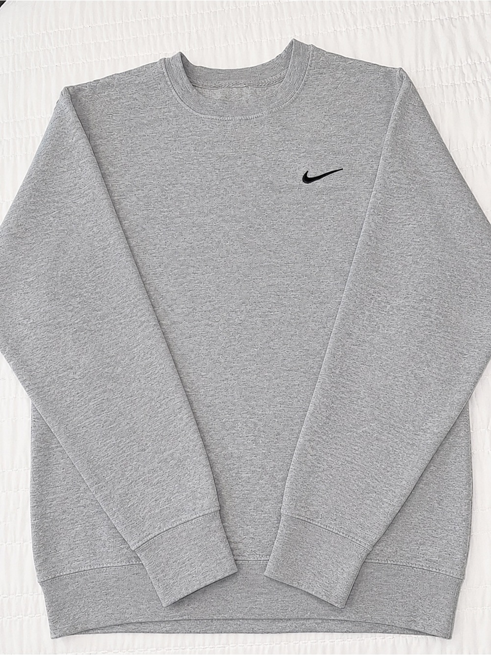 Nike Light Gray Crewneck Sweatshirt with Black Swoosh